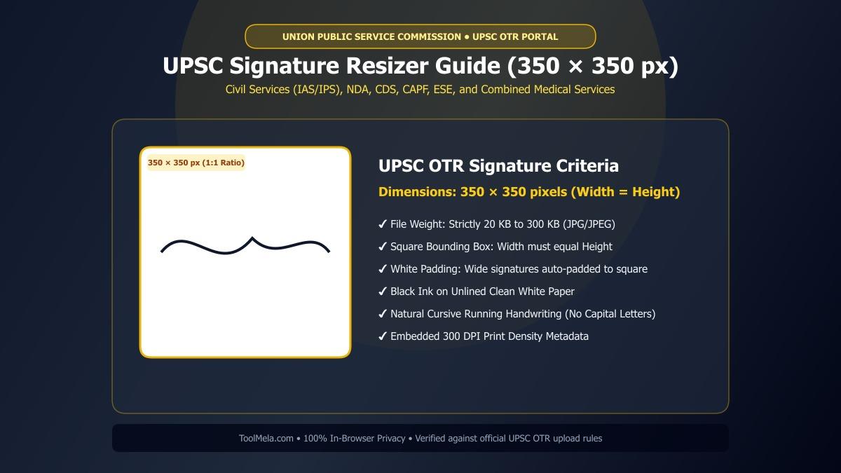 UPSC Signature Resizer and Cropping Process Visual Guide