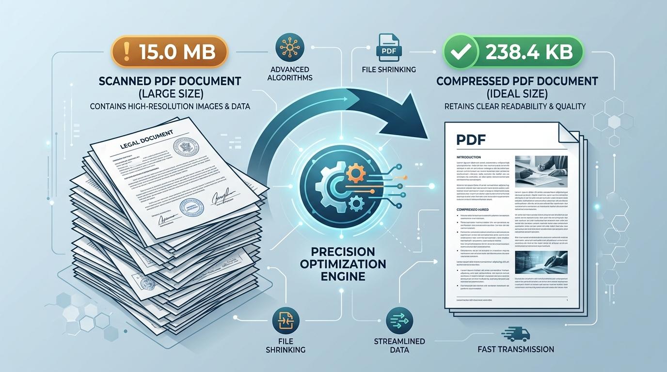 Compress PDF to 250KB visual guide and document optimization steps